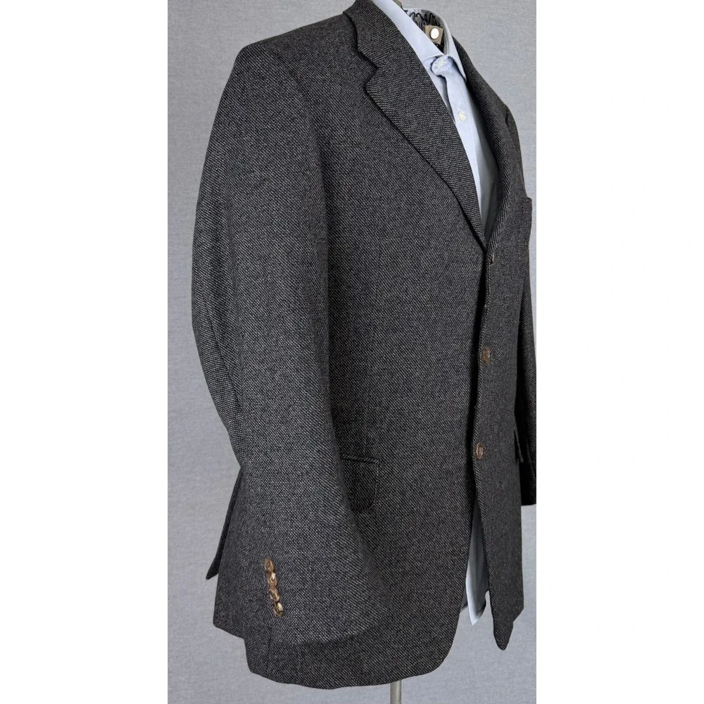 Hickey Freeman 100% Cashmere Sport Coat 42R Charcoal Grey Tweed Blazer X343B